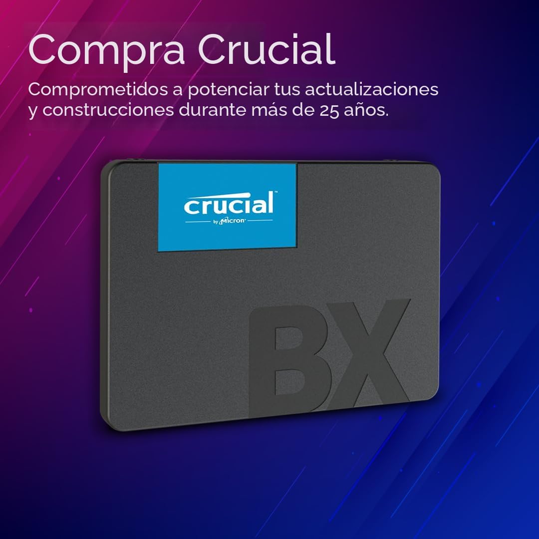 Crucial BX500 2TB 3D NAND SATA SSD interno de 2.5 pulgadas, hasta 540MB/s - CT2000BX500SSD1, unidad de estado sólido