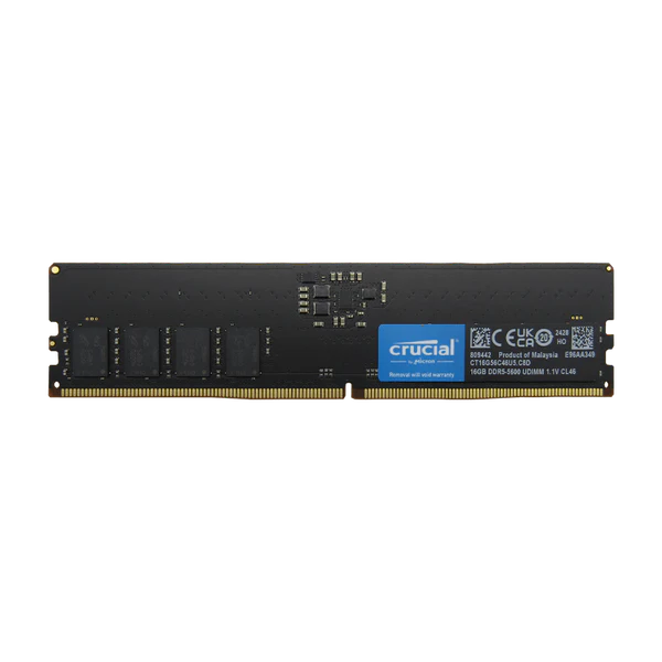 Memoria RAM para Desktop DDR5 PC5-44800 16GB 5600MHZ CL46 1.1V DESKTOP CRUCIAL CT16G56C46U5