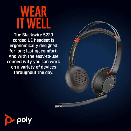Diadema Hp Poly Blackwire 5220 Stereo USB-C Headset (Pregunta a nuestro asesor)
