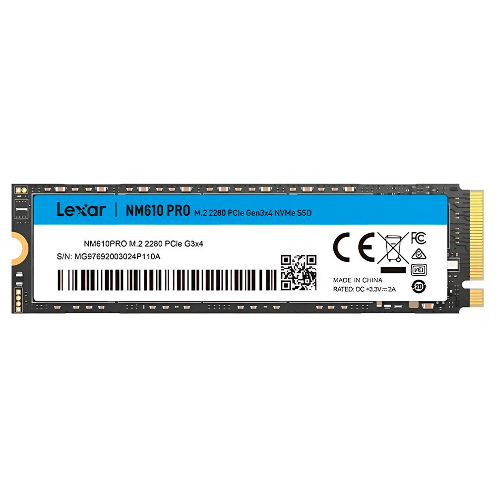 LNM610P001T-RNNNG - 1TB Lexar NM610 PRO M.2 2280 PCIe Gen 3x4 NVMe SSD 3300 Mb/s read and 2600 MB/s Write