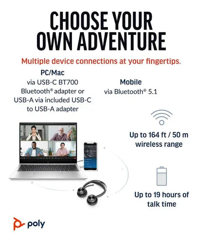 Diadema Hp Poly Voyager Focus 2 Microsoft Teams Certified USB-C-C Headset (Pregunta a nuestro asesor)