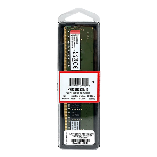 Memoria RAM para Desktop DDR4 PC4-25600 16GB 3200MHZ CL22 1.2V Kingston KVR32N22S8/16