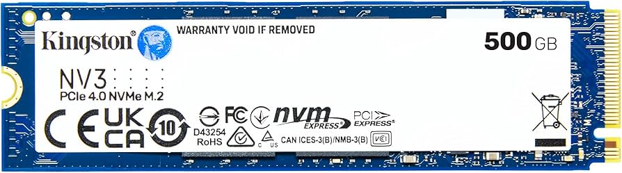 Kingston NV3 500GB M.2 2280 NVMe SSD | PCIe 4.0 Gen 4x4 | Up to 5000 MB/s | SNV3S/500G